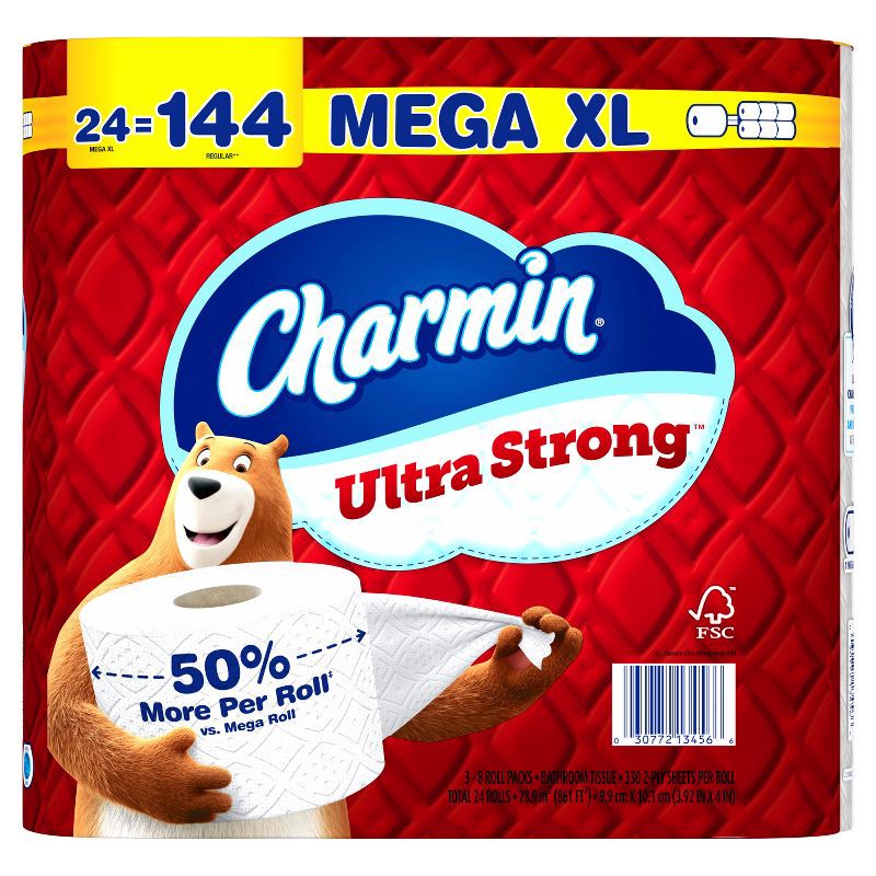 slide 14 of 16, Charmin Ultra Strong Toilet Paper - 24 Mega XL Rolls, 1 ct