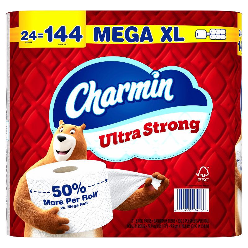 slide 15 of 16, Charmin Ultra Strong Toilet Paper - 24 Mega XL Rolls, 1 ct