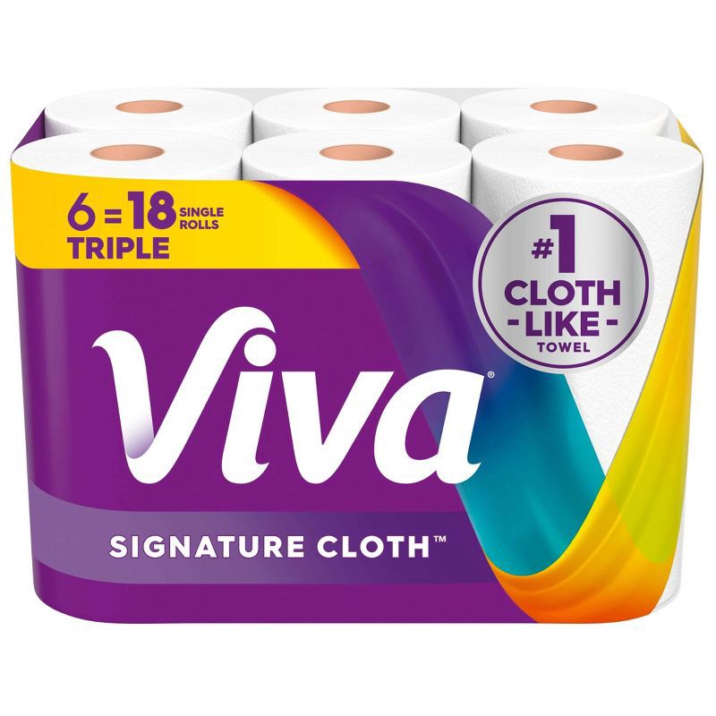 slide 1 of 18, Viva Signature Cloth Paper Towels - 6 Triple Rolls - 1-Ply - 129 Sheets, 6 rolls; 129 sheets