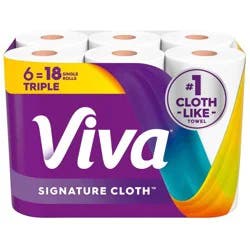 Viva Signature Cloth Paper Towels - 6 Triple Rolls - 1-Ply - 129 Sheets