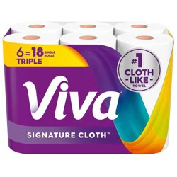 Viva Signature Cloth Make-A-Size Paper Towels - 6 Triple Rolls - 1-Ply - 129 Sheets: No Fragrance Added, Dye-Free
