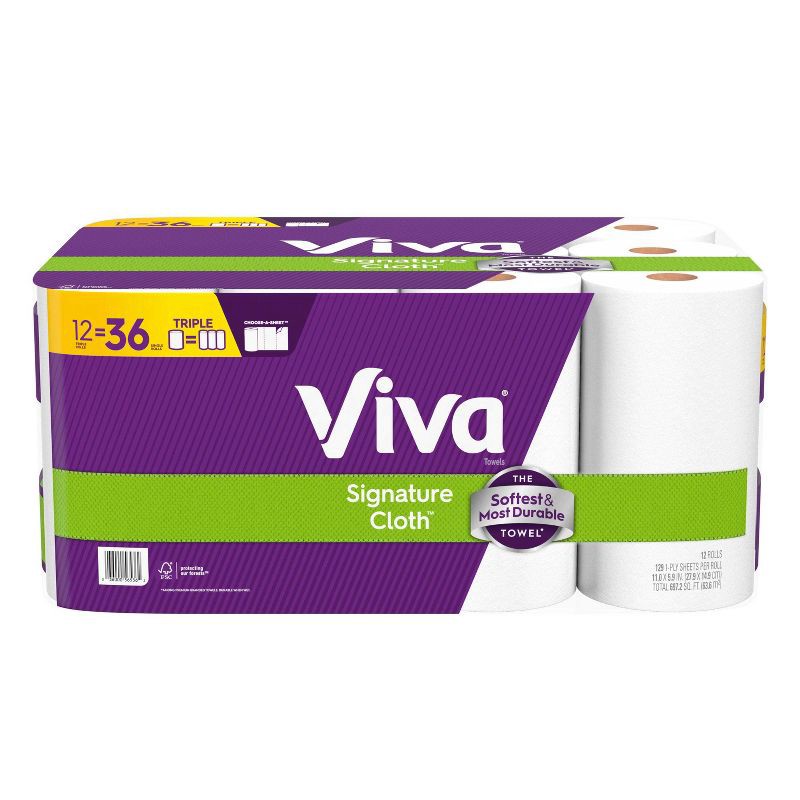 slide 2 of 10, Viva Signature Cloth Choose-A-Sheet Paper Towels - 12 Triple Rolls, 1 ct