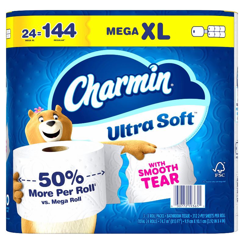 slide 15 of 16, Charmin Ultra Soft Toilet Paper - 24 Mega XL Rolls, 1 ct