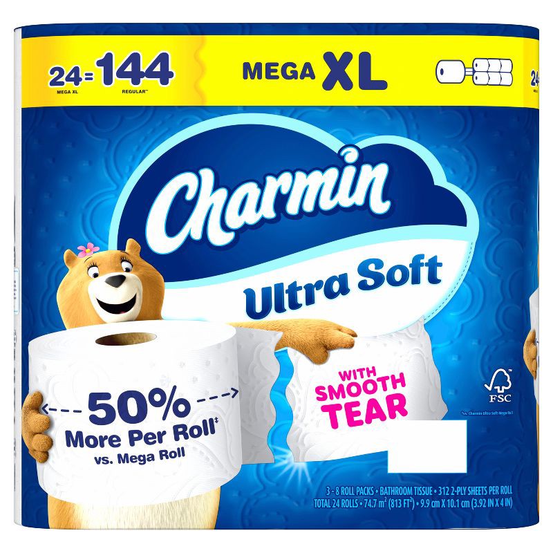slide 16 of 16, Charmin Ultra Soft Toilet Paper - 24 Mega XL Rolls, 1 ct