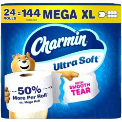 Charmin Ultra Soft Toilet Paper - 24 Mega XL Rolls: No Fragrance Added, Dye-Free, Non-Toxic