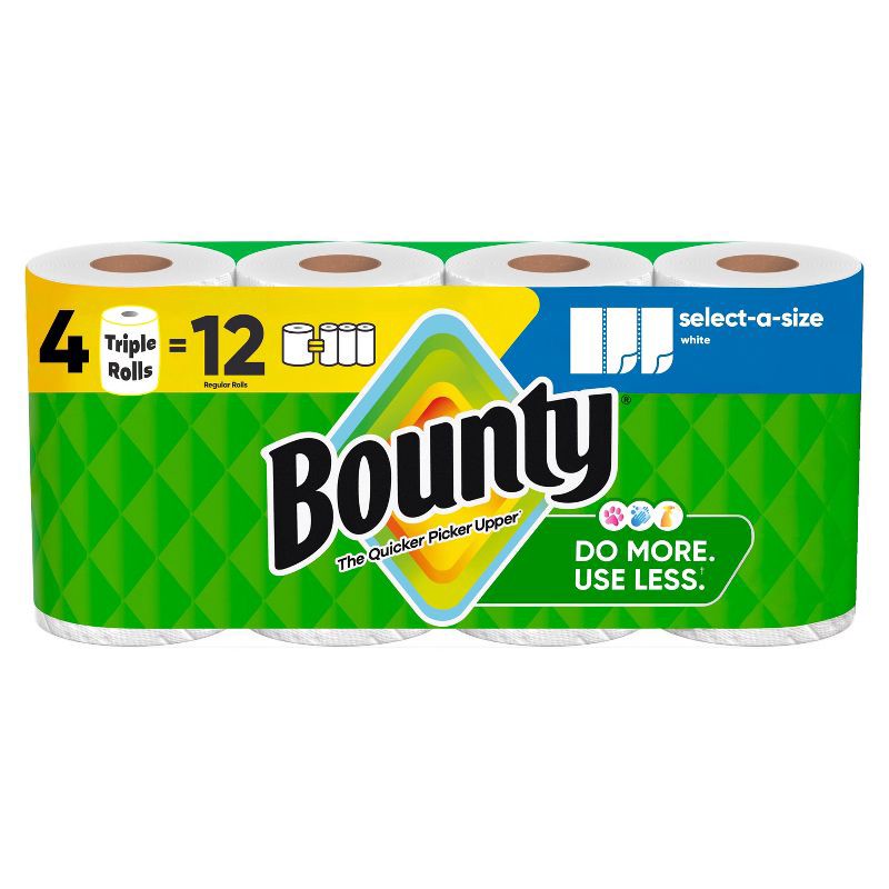 slide 1 of 16, Bounty Select-A-Size Paper Towels - 4 Triple Rolls - 2-Ply - 123 Sheets, 123 sheets