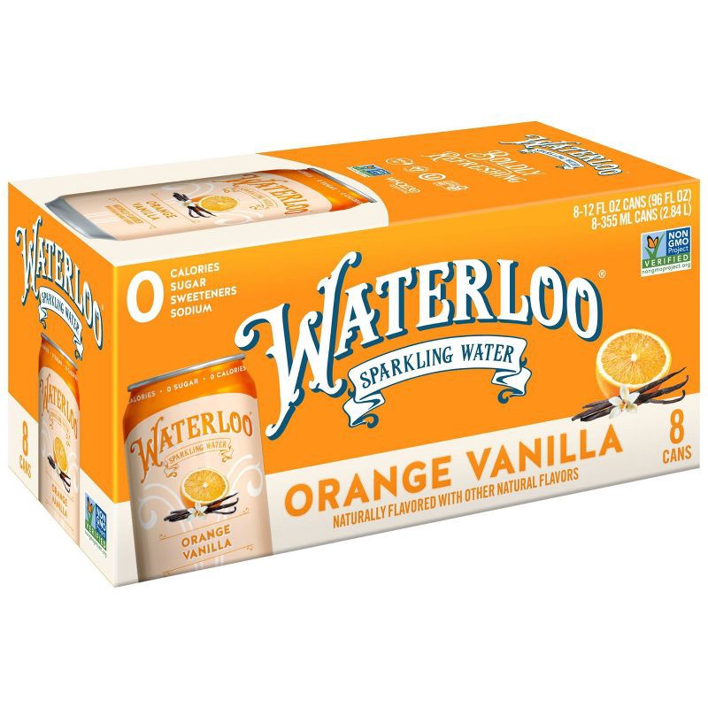 slide 1 of 4, Waterloo Sparkling Water Waterloo Orange Vanilla Sparkling Water - 8pk/12 fl oz Cans, 8 ct; 12 fl oz