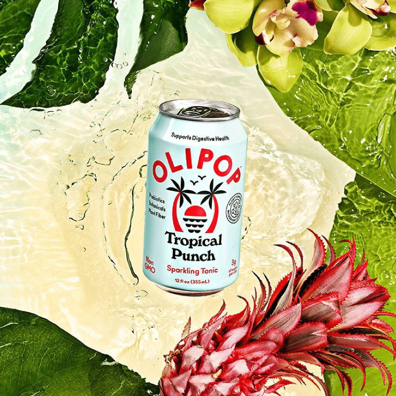 slide 2 of 7, OLIPOP Tropical Punch Prebiotic Soda - 12 fl oz Can, 12 fl oz