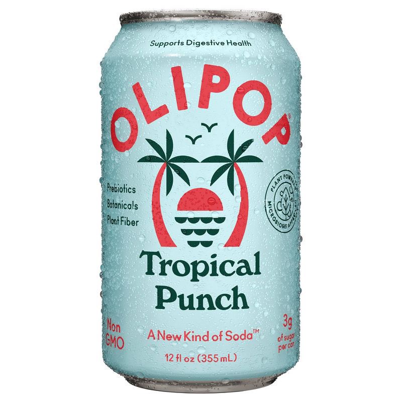 slide 1 of 7, OLIPOP Tropical Punch Prebiotic Soda - 12 fl oz Can, 12 fl oz