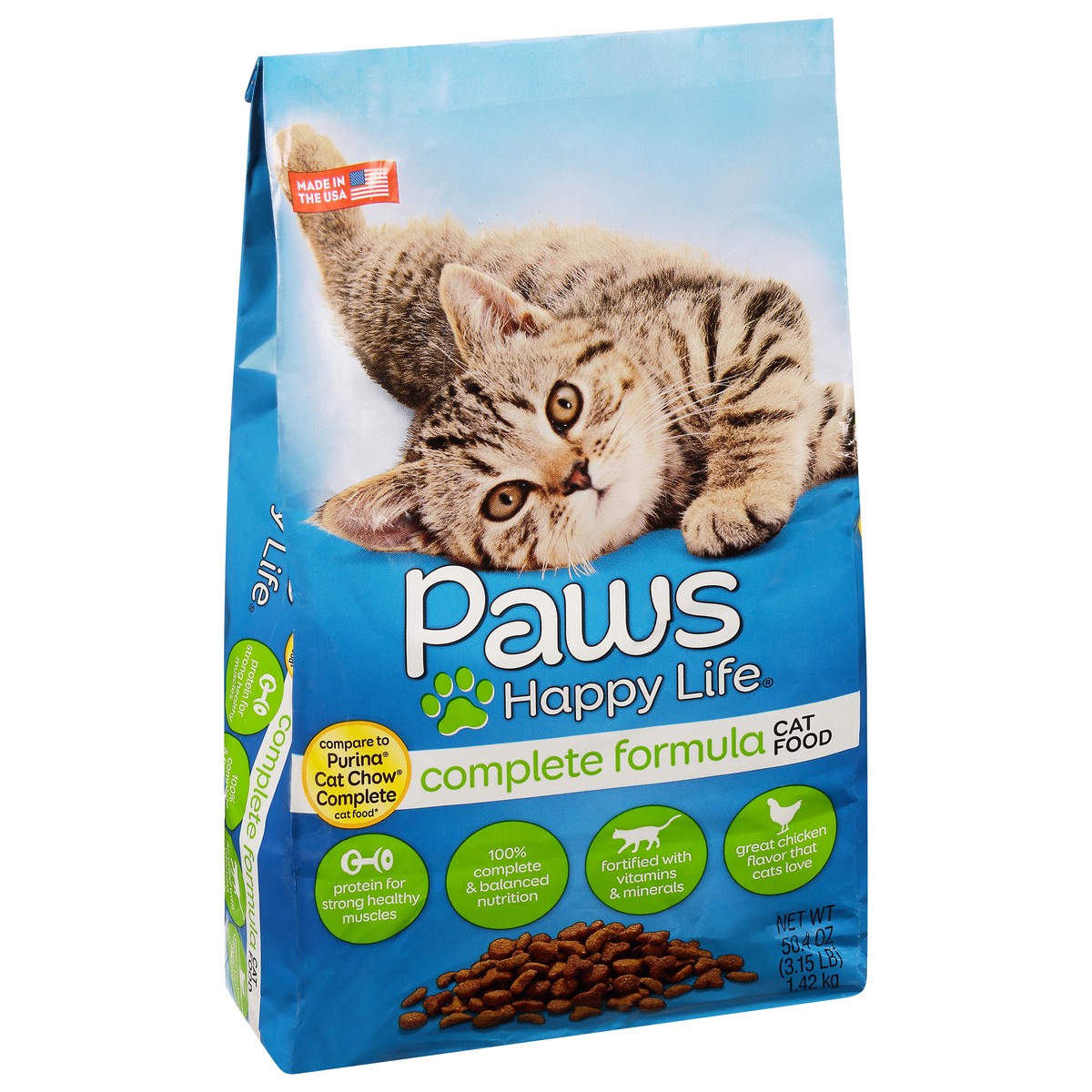 slide 2 of 9, Paws Happy Life Complete Formula Cat Food 50.4 oz, 3.15 lb