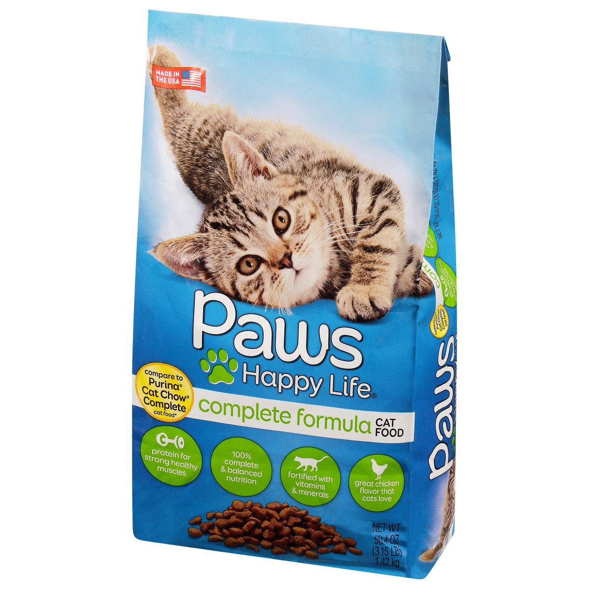 slide 3 of 9, Paws Happy Life Complete Formula Cat Food 50.4 oz, 3.15 lb