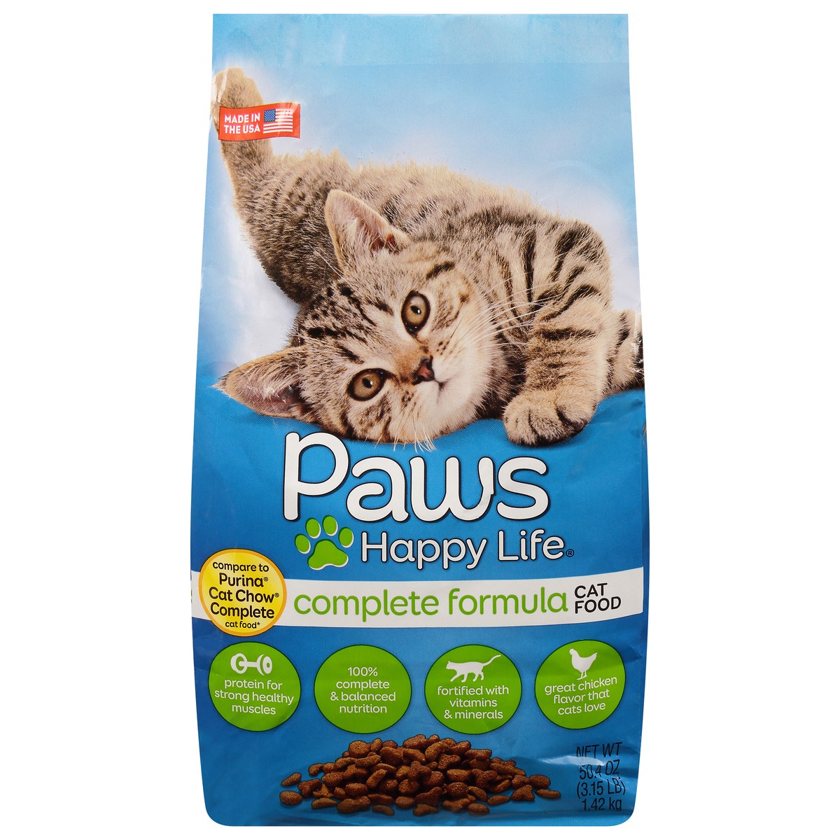 slide 1 of 9, Paws Happy Life Complete Formula Cat Food 50.4 oz, 3.15 lb