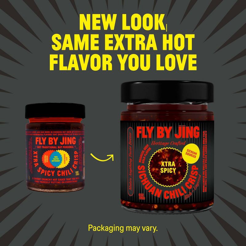 slide 6 of 8, Fly By Jing Xtra Spicy Sichuan Chili Crisp Extra Hot Vegan Crispy Hot Sauce - 6oz, 6 oz