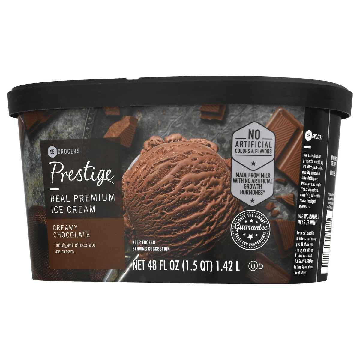 slide 9 of 10, Prestige Real Premium Ice Cream Creamy Chocolate, 48 oz