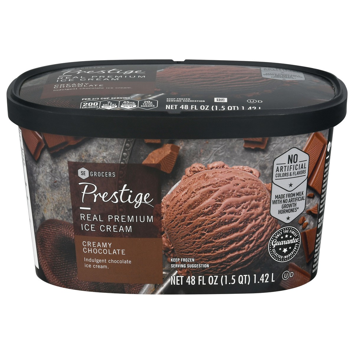 slide 1 of 10, Prestige Real Premium Ice Cream Creamy Chocolate, 48 oz