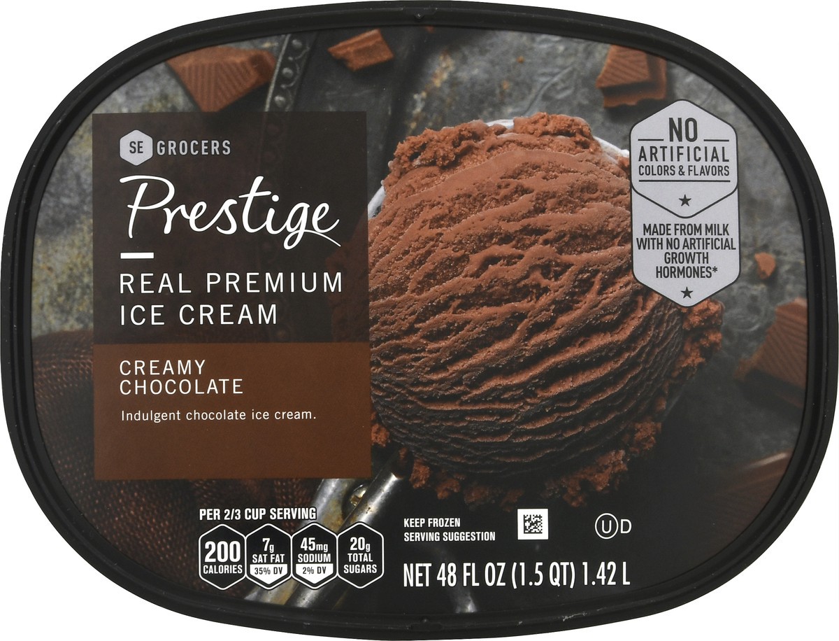 slide 4 of 10, Prestige Real Premium Ice Cream Creamy Chocolate, 48 oz