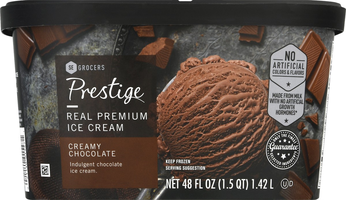 slide 10 of 10, Prestige Real Premium Ice Cream Creamy Chocolate, 48 oz