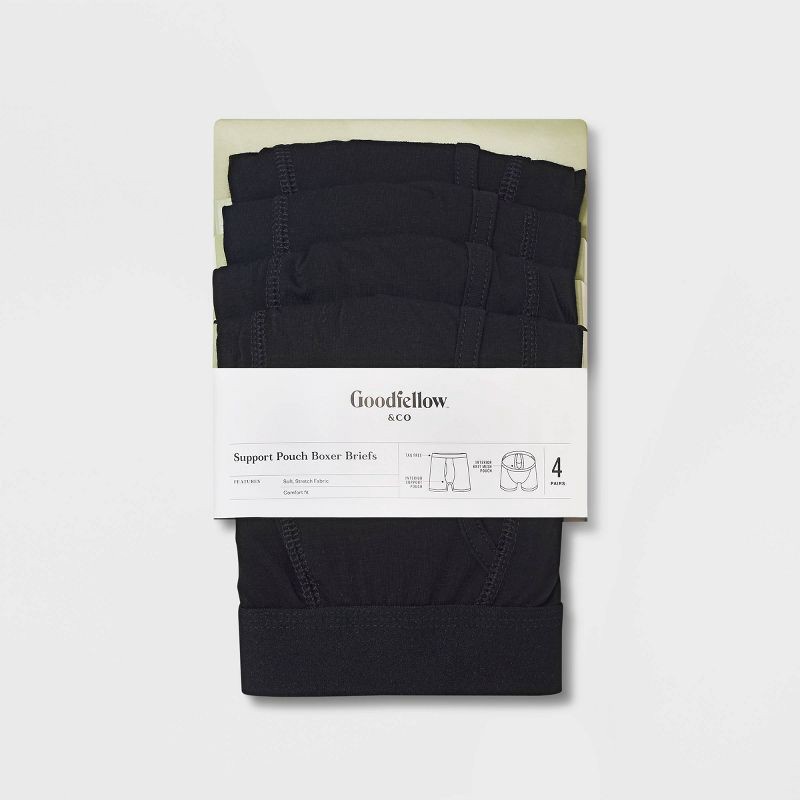 slide 2 of 5, Men's Support Pouch Boxer Briefs 4pk - Goodfellow & Co™ Black XXL: Cotton Blend, Mid Rise, Mesh Liner, Machine Wash, 4 ct