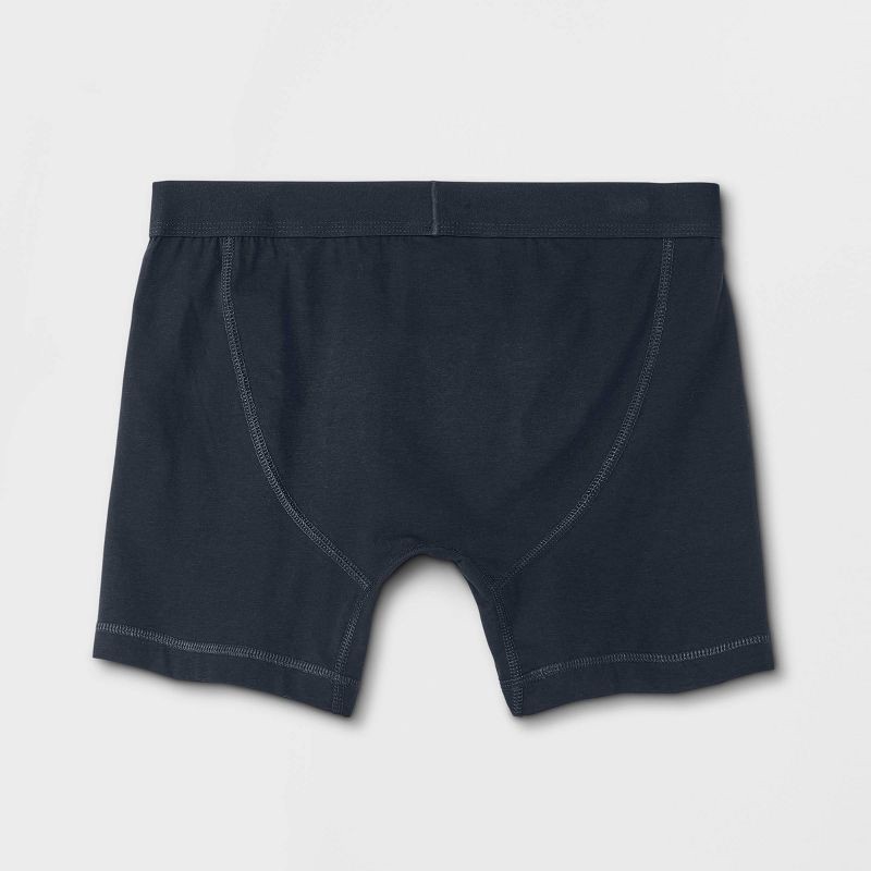 slide 3 of 5, Men's Support Pouch Boxer Briefs 4pk - Goodfellow & Co™ Black/Blue/Gray M: Lightweight Cotton Blend, Mid Rise, Mesh Liner, 4 ct