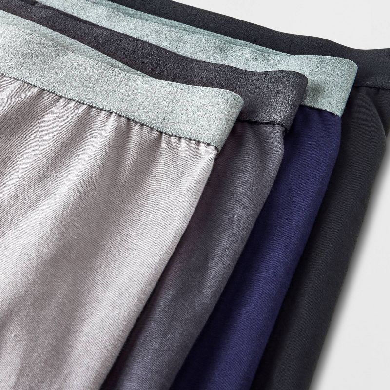 slide 4 of 5, Men's Support Pouch Boxer Briefs 4pk - Goodfellow & Co™ Black/Blue/Gray M: Lightweight Cotton Blend, Mid Rise, Mesh Liner, 4 ct