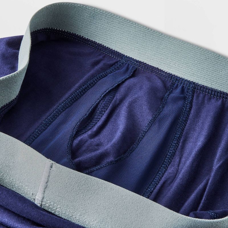 slide 5 of 5, Men's Support Pouch Boxer Briefs 4pk - Goodfellow & Co™ Black/Blue/Gray M: Lightweight Cotton Blend, Mid Rise, Mesh Liner, 4 ct
