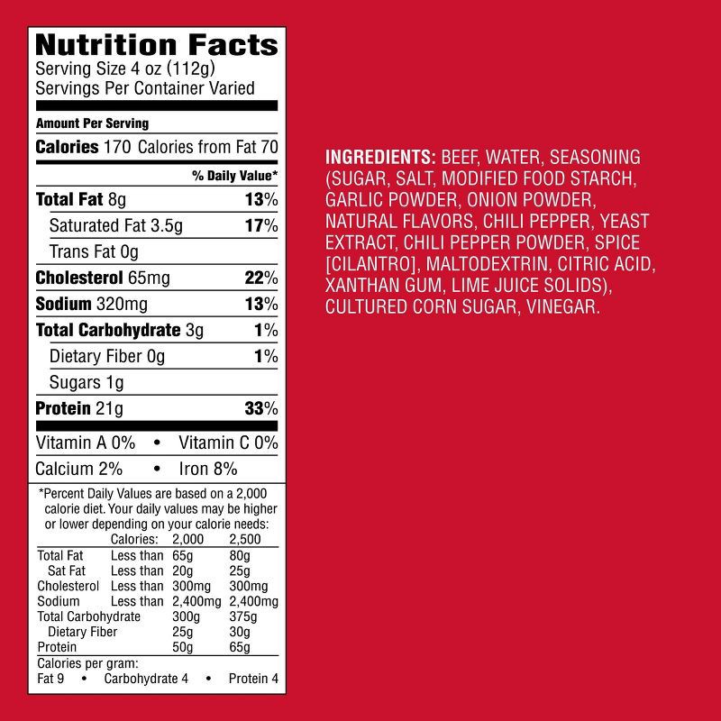 slide 4 of 4, Fresh Cilantro Lime Beef Flank Steak Strips - 0.95-1.75 lbs - price per lb - Good & Gather™, per lb