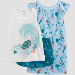 Carter's Just One You️ Toddler Girls' 3pc Mermaids Pajama Set - Blue 2T