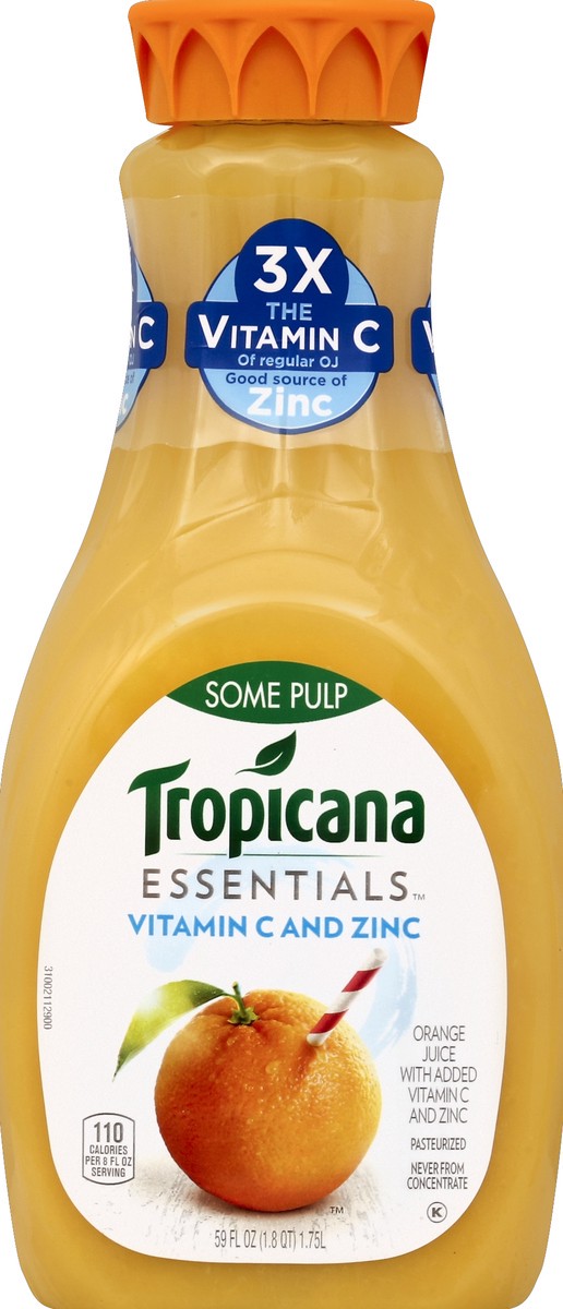 slide 3 of 4, Tropicana Some Pulp Vitamin C and Zinc 59 Fluid Ounces Plastic Bottle, 59 oz