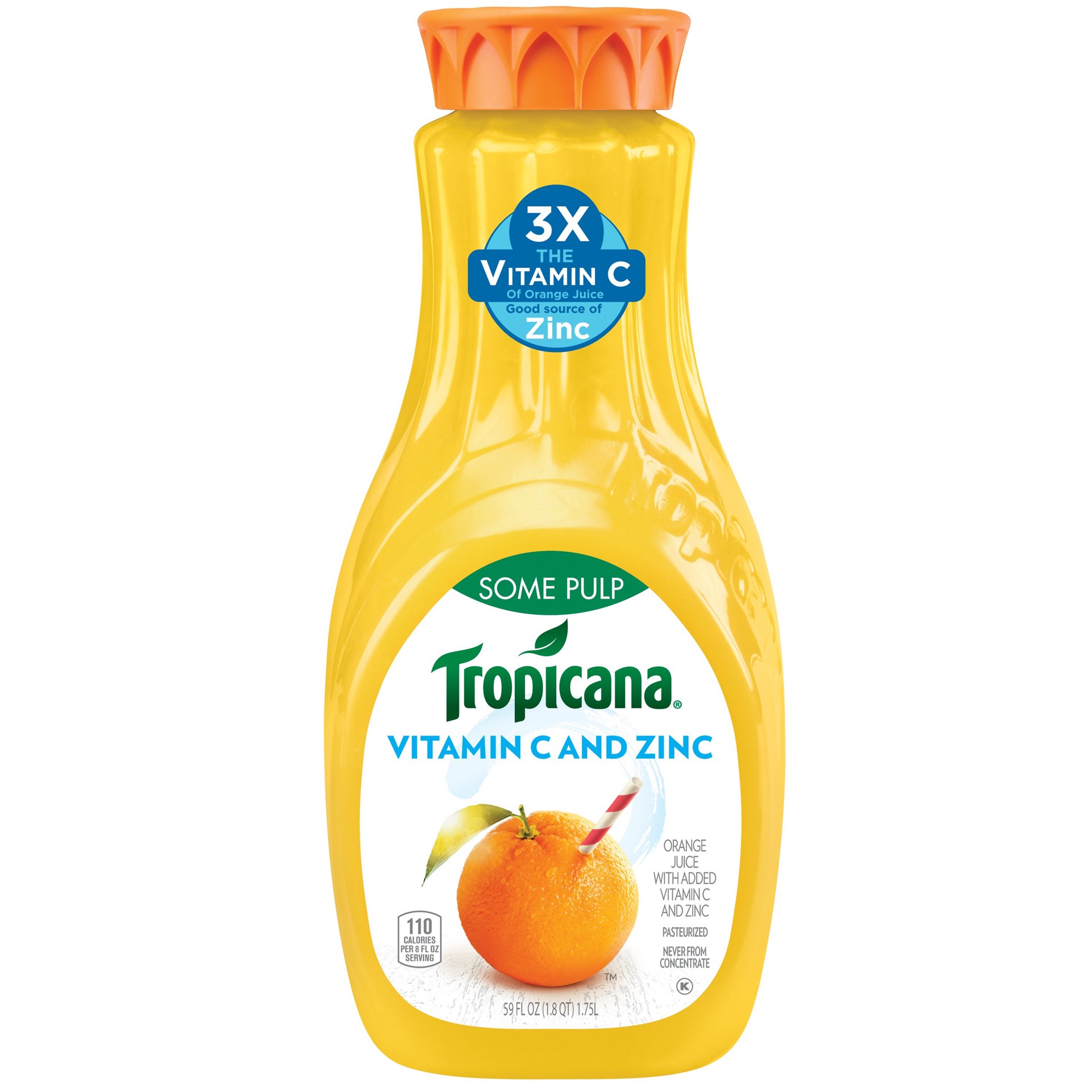 slide 1 of 4, Tropicana Some Pulp Vitamin C and Zinc 59 Fluid Ounces Plastic Bottle, 59 oz