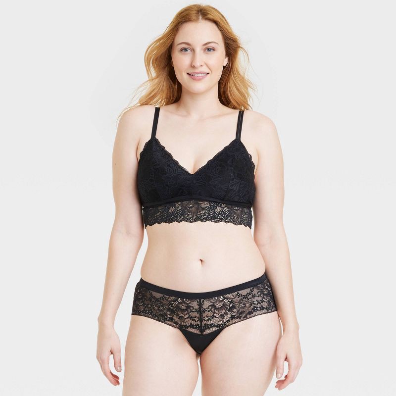 Women's Micro and Lace Hipster Underwear - Auden Black L 1 ct