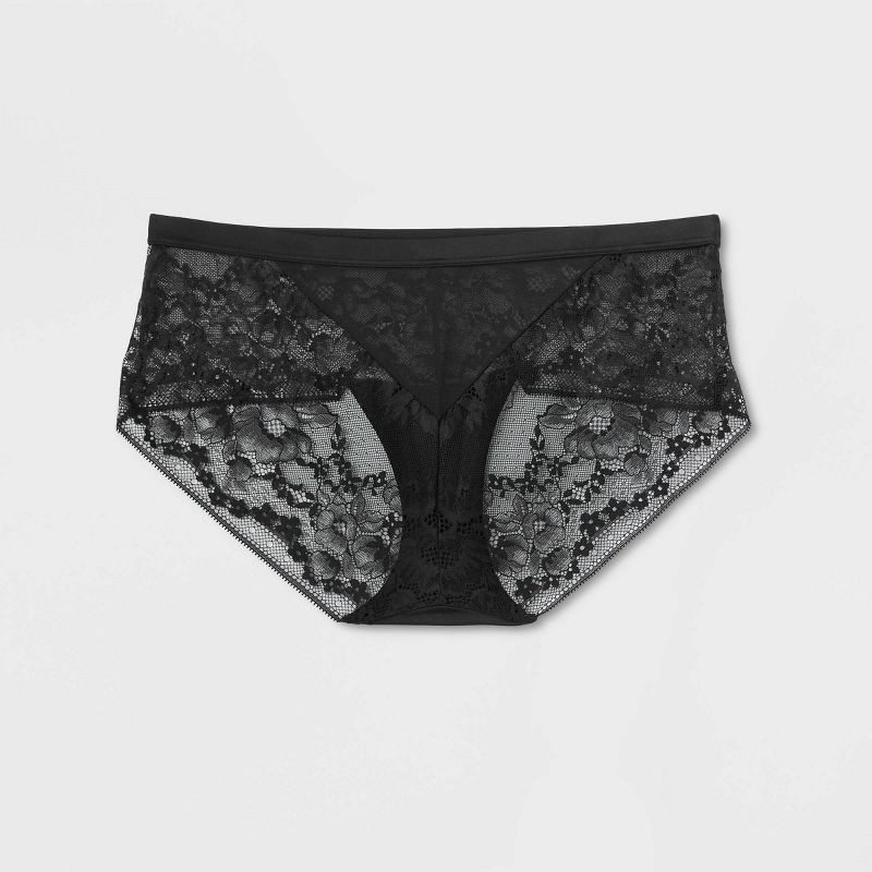Women's Micro and Lace Hipster Underwear - Auden Black L 1 ct