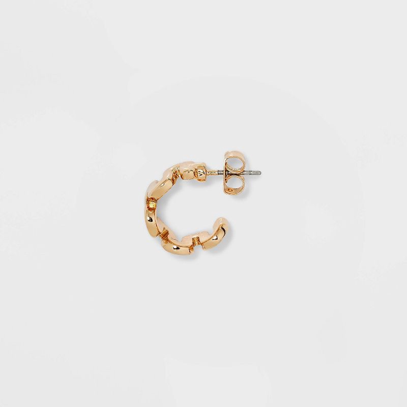 slide 2 of 2, Mini Hoop Earring Set 3pc - A New Day™ Gold: Nickel-Free Metal, Post Closure, 3 ct
