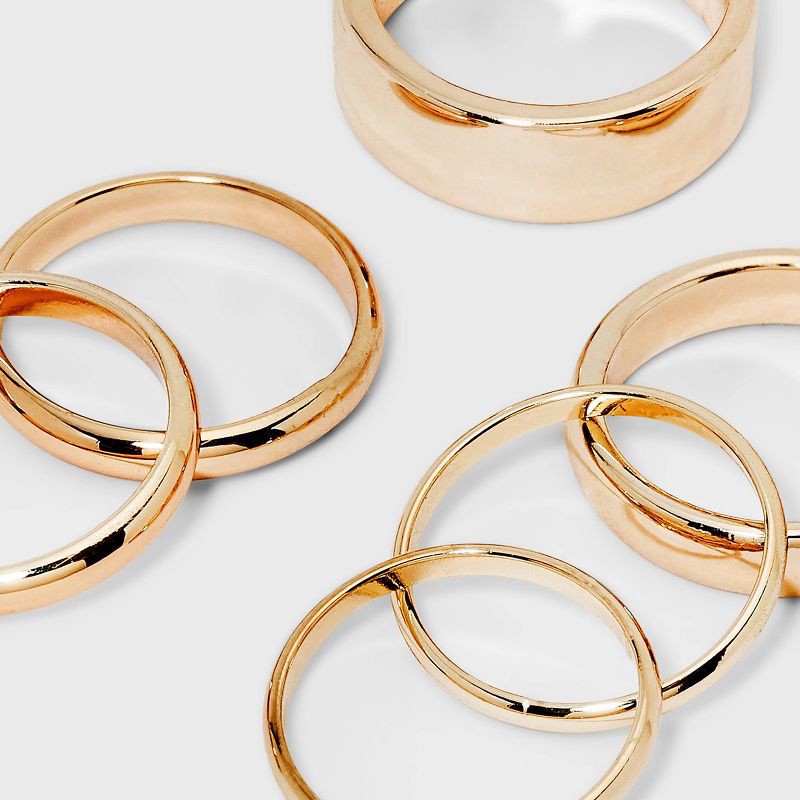 slide 2 of 7, Band Ring Set 6pc - A New Day™ Gold 8: Steel Stacking Jewelry, 18.14mm Diameter, Fashion Accessories, 6 ct