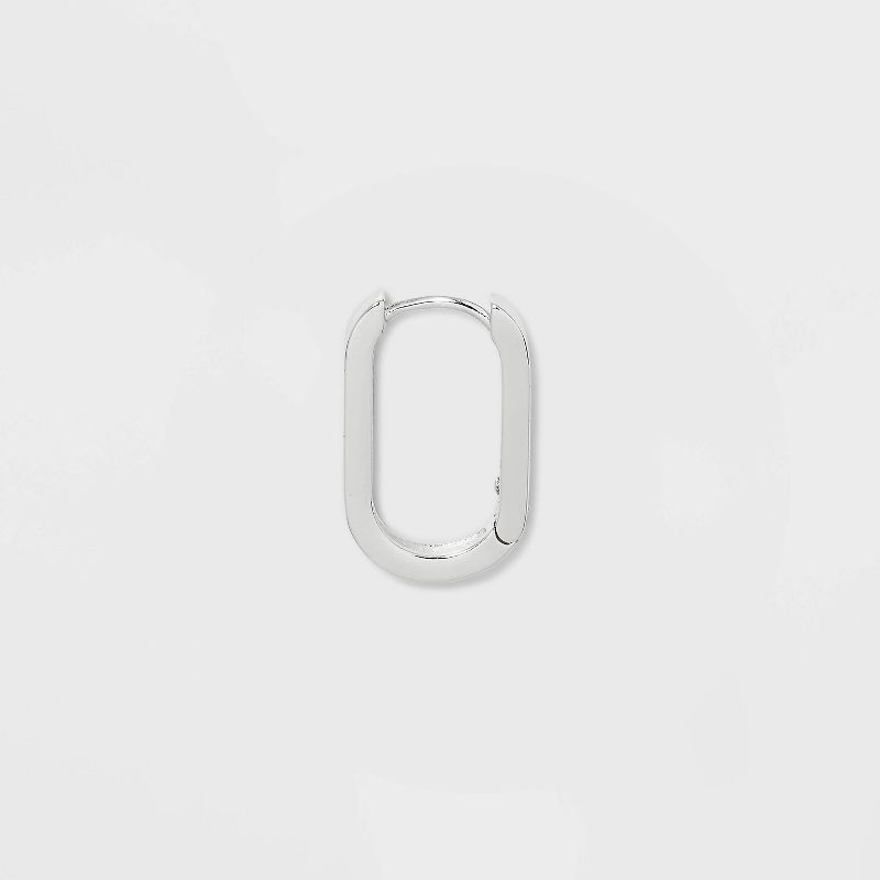 slide 2 of 2, Silver Plated Oval Hinged Endless Hoop Earrings - A New Day™ Silver: Nickel-Free, 0.75" Length, 3.8g Weight, 3.8 gram