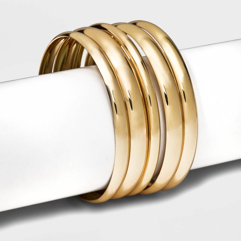 slide 2 of 4, Domed Bangle Bracelet Set 5pc - A New Day™ Gold: Nickel-Free Metal, Continuous Closure, 2.625" Length, 5 ct
