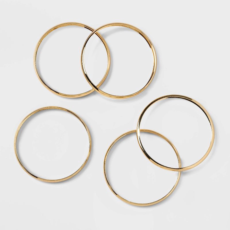 slide 3 of 4, Domed Bangle Bracelet Set 5pc - A New Day™ Gold: Nickel-Free Metal, Continuous Closure, 2.625" Length, 5 ct