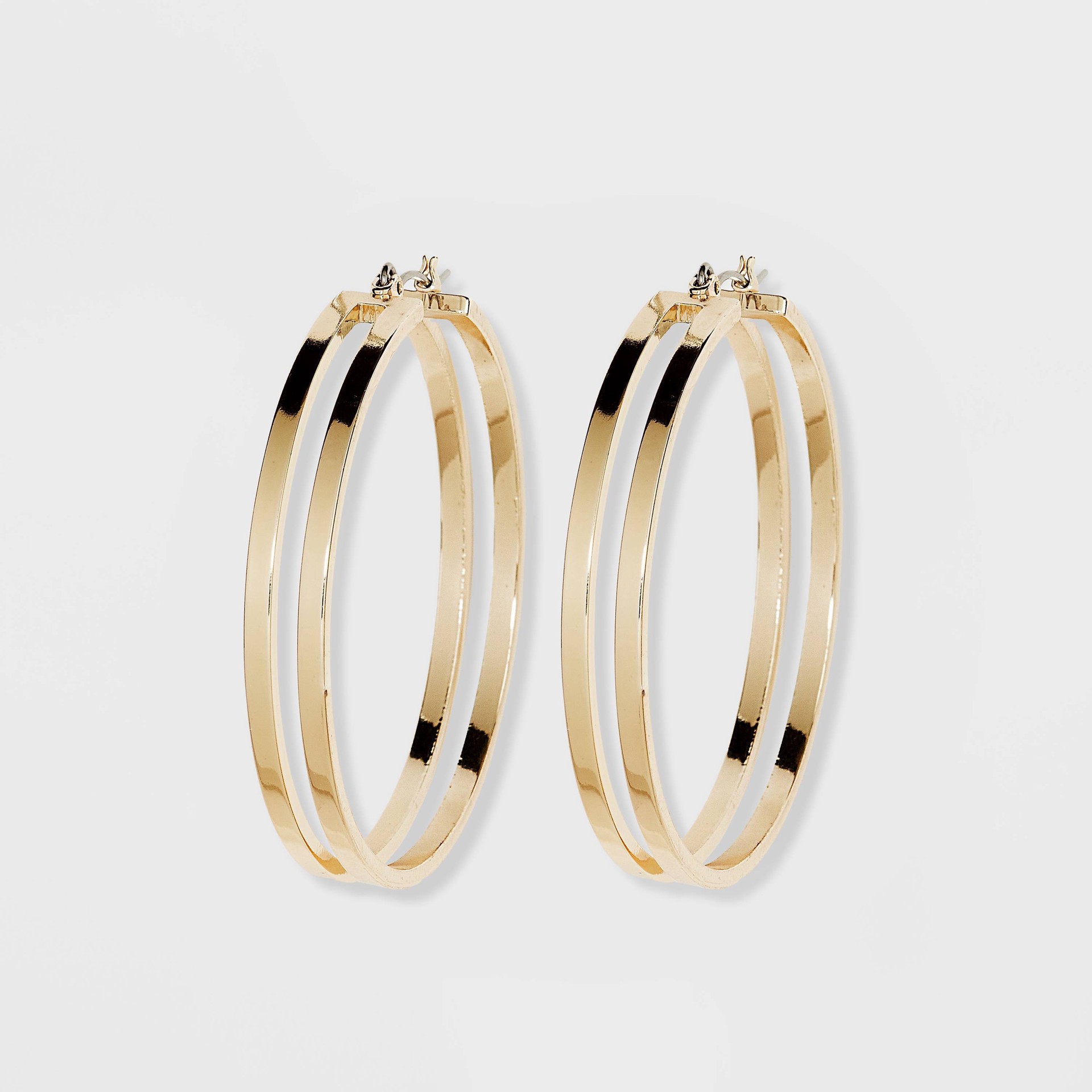 slide 1 of 2, Open Flat Hoop Earrings - A New Day Gold, 1 ct