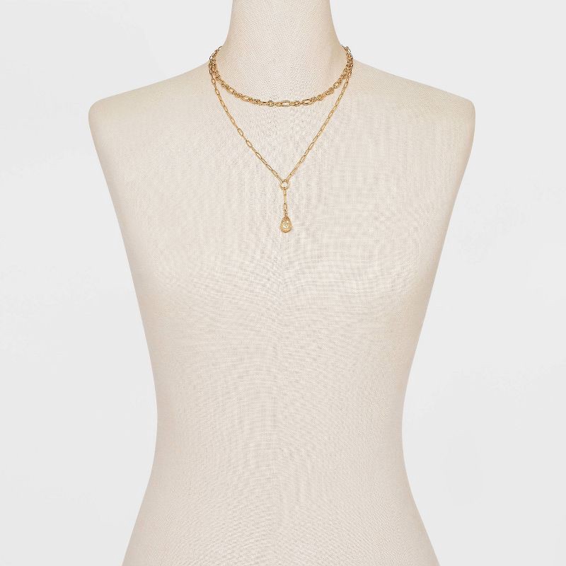slide 4 of 4, Multi-Strand Pearl Pendant Necklace - A New Day Gold, 1 ct