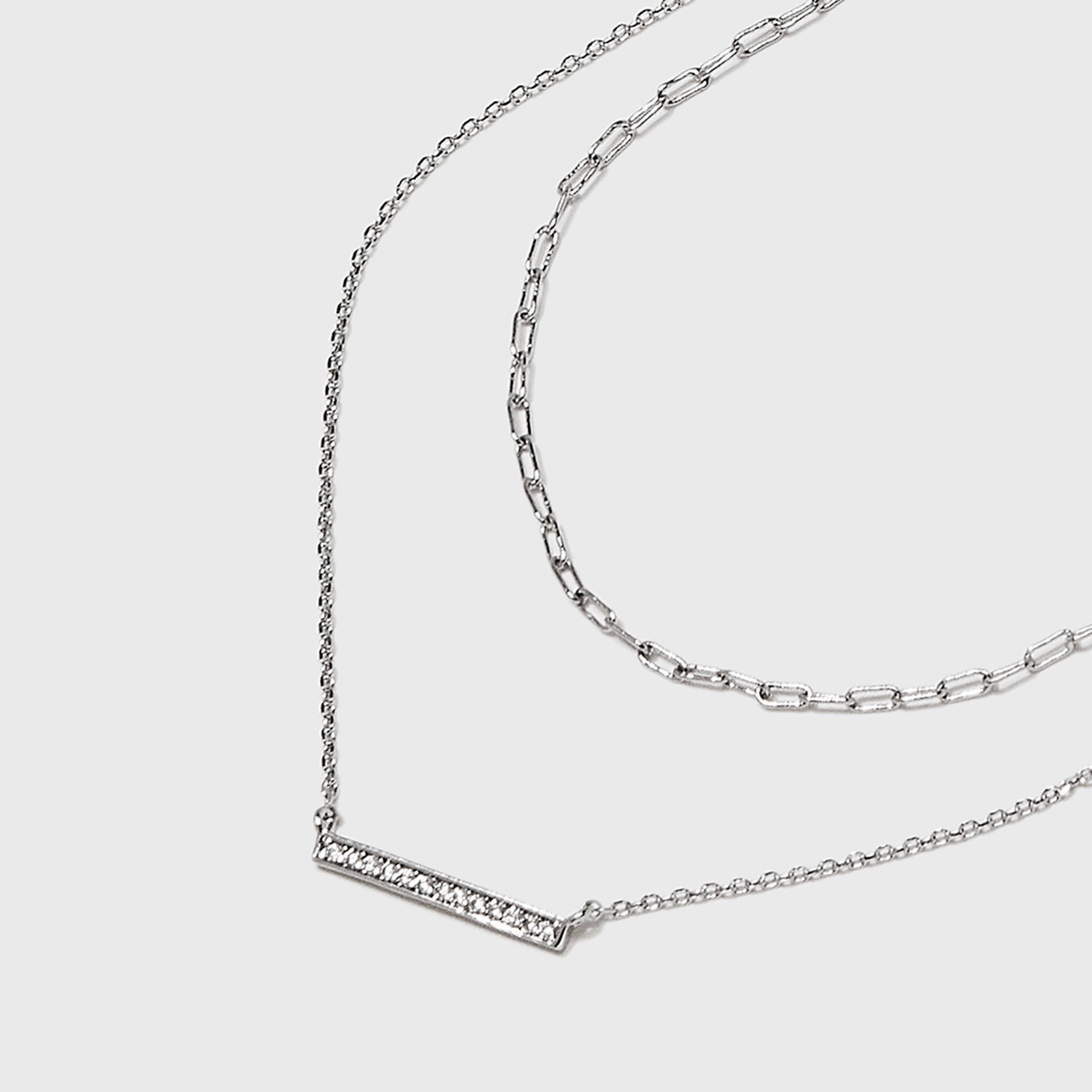 slide 4 of 4, Sterling Silver Cubic Zirconia Multi-Strand Necklace - A New Day Silver, 1 ct