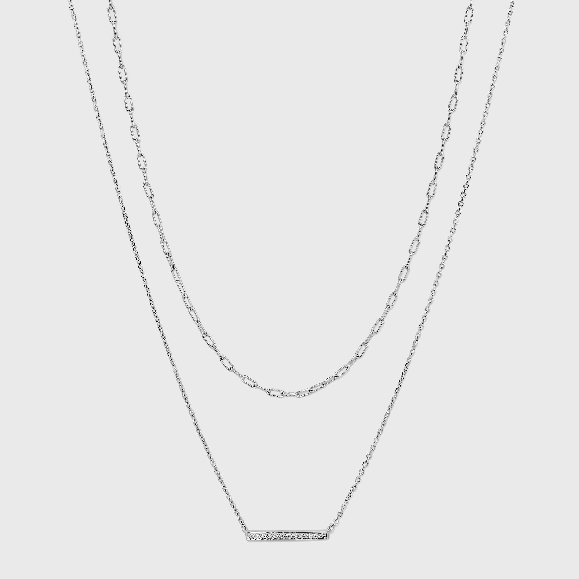 slide 1 of 4, Sterling Silver Cubic Zirconia Multi-Strand Necklace - A New Day Silver, 1 ct