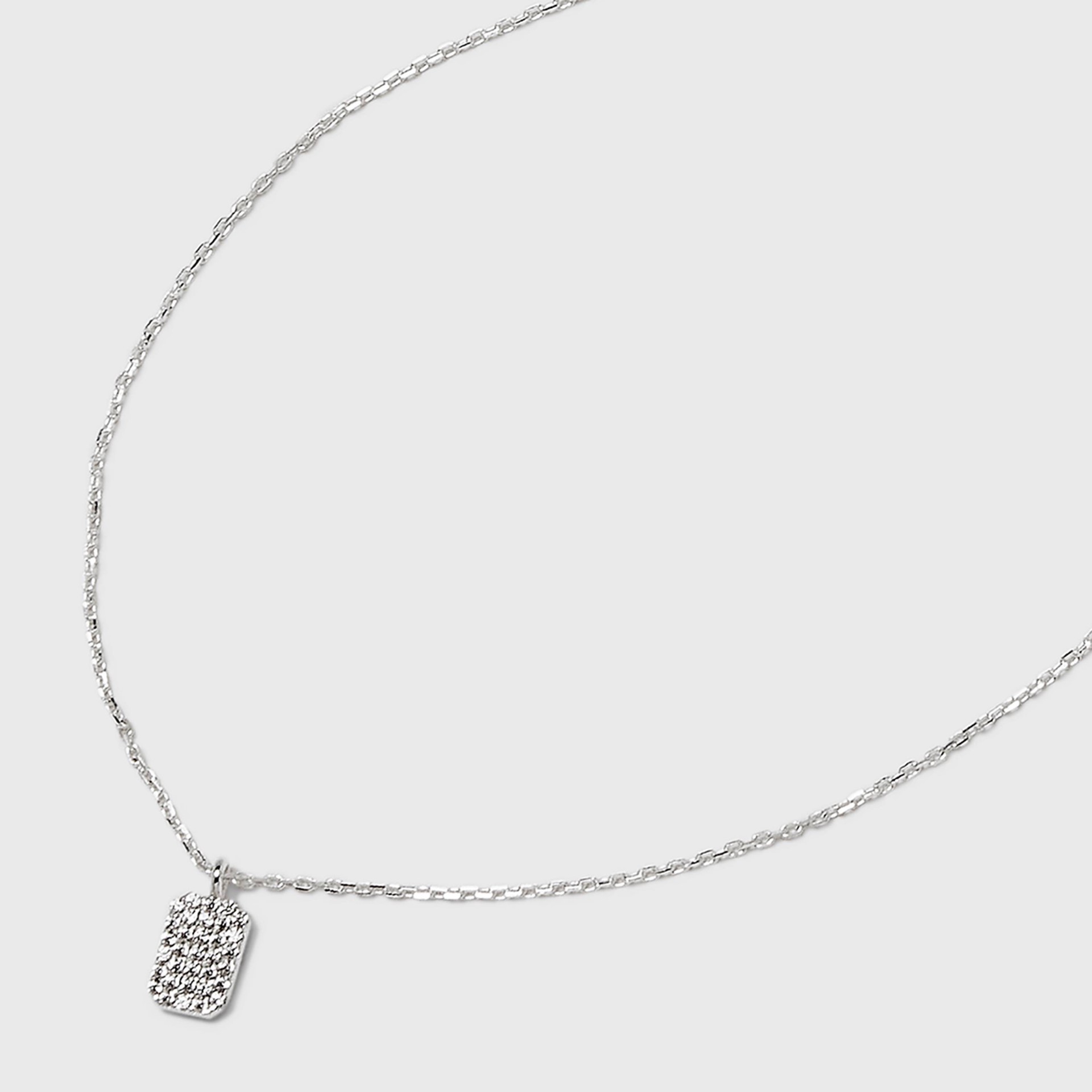 slide 4 of 4, Sterling Silver Cubic Zirconia Tag Pendant Necklace - A New Day Silver, 1 ct