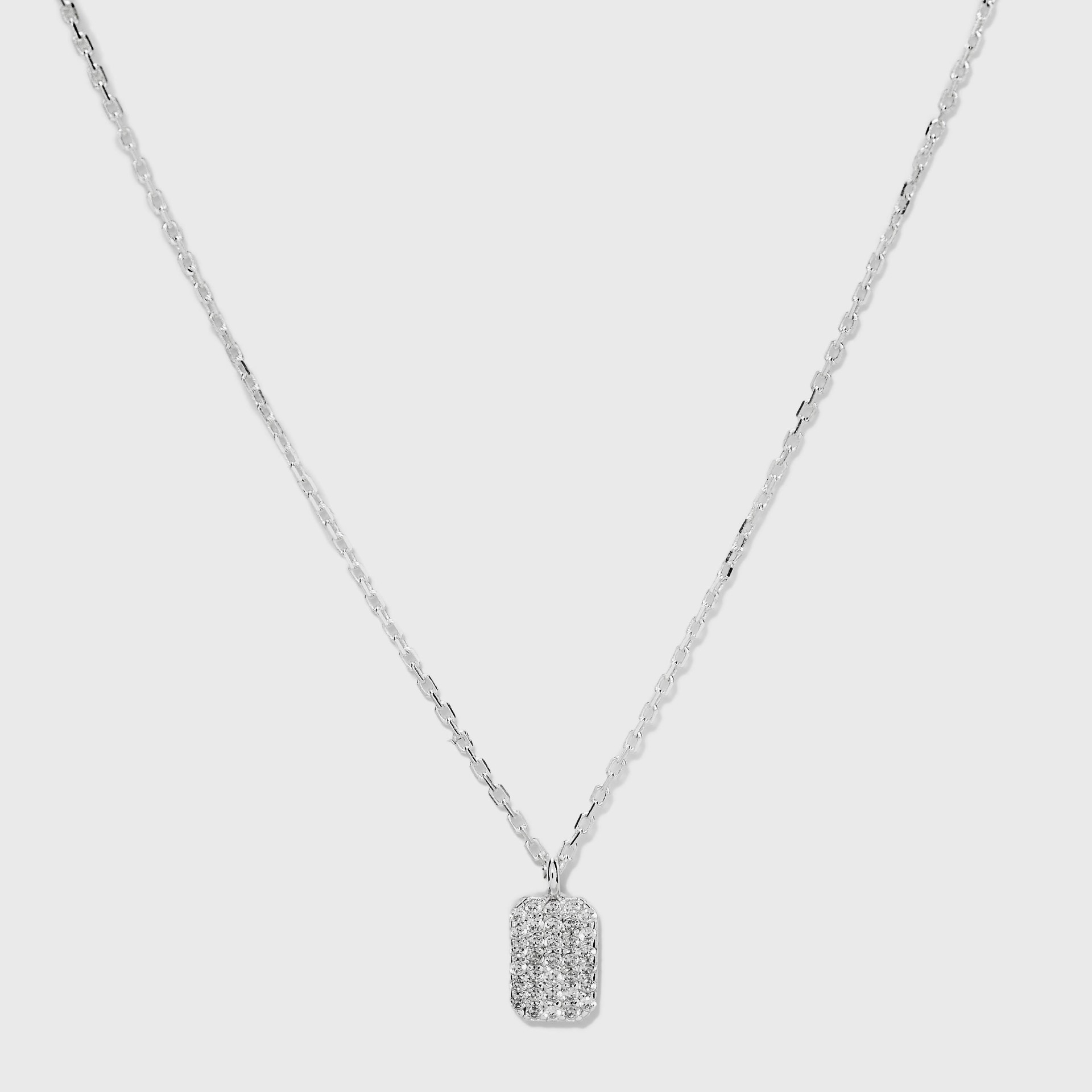 slide 1 of 4, Sterling Silver Cubic Zirconia Tag Pendant Necklace - A New Day Silver, 1 ct