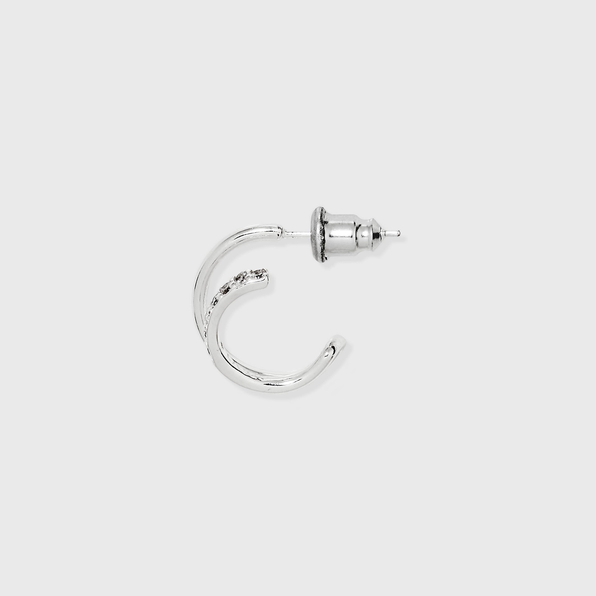 slide 2 of 2, Sterling Silver Cubic Zirconia Faux Duo Stud Hoop Earrings - A New Day Silver, 1 ct