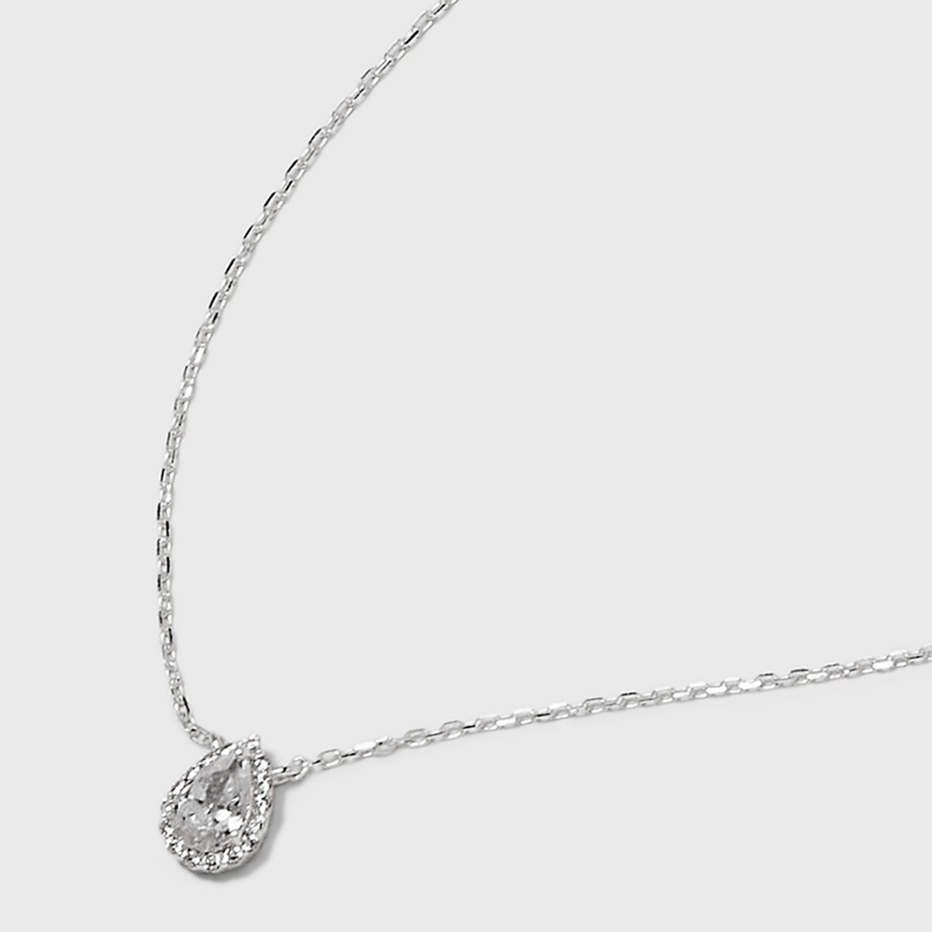 slide 4 of 4, Sterling Silver Teardrop Cubic Zirconia Halo Station Necklace - A New Day Silver, 1 ct