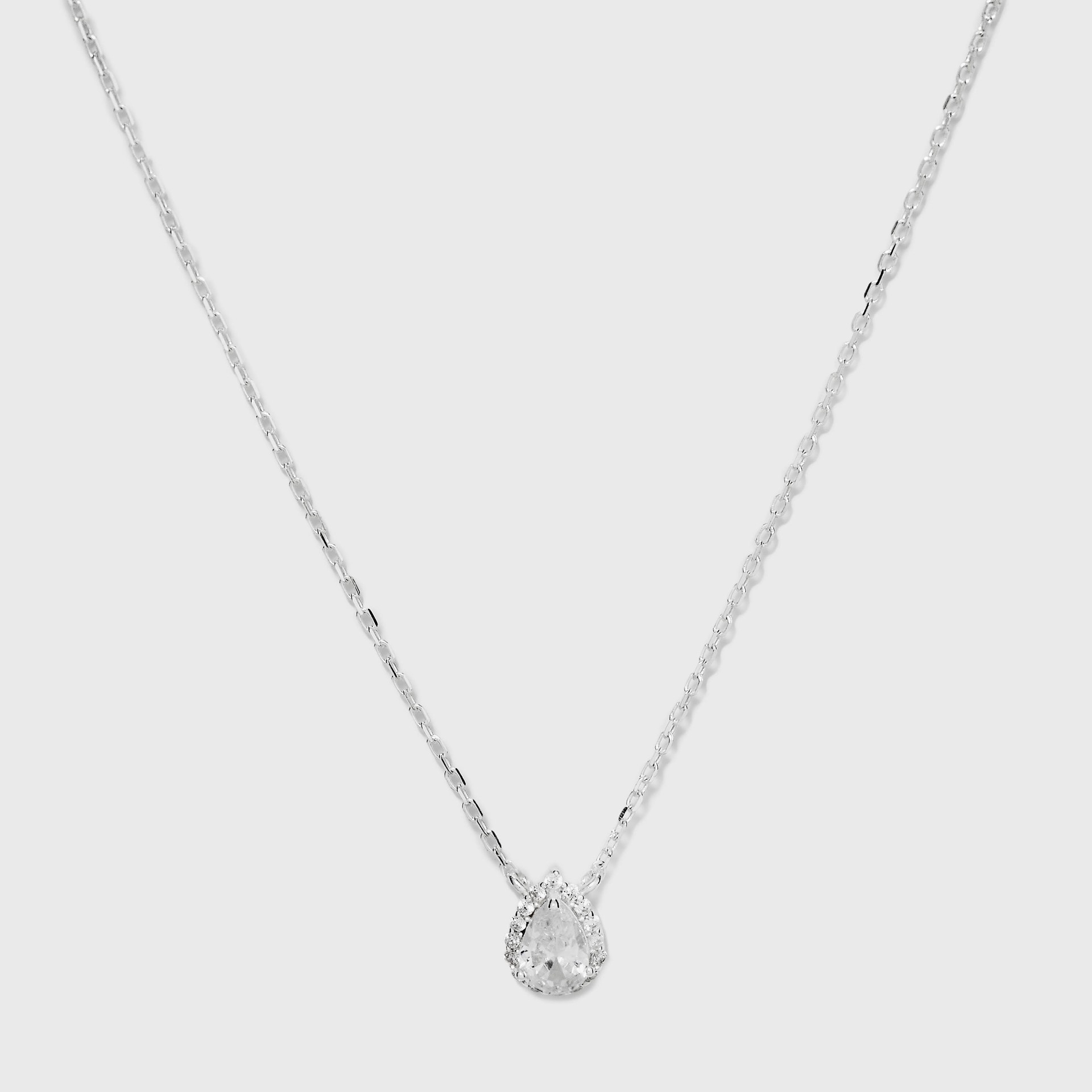 slide 1 of 4, Sterling Silver Teardrop Cubic Zirconia Halo Station Necklace - A New Day Silver, 1 ct