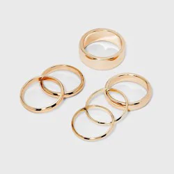 Band Ring Set 5pc - A New Day™ Gold 7: Zinc Material, Stacking Style, 17.32mm Diameter