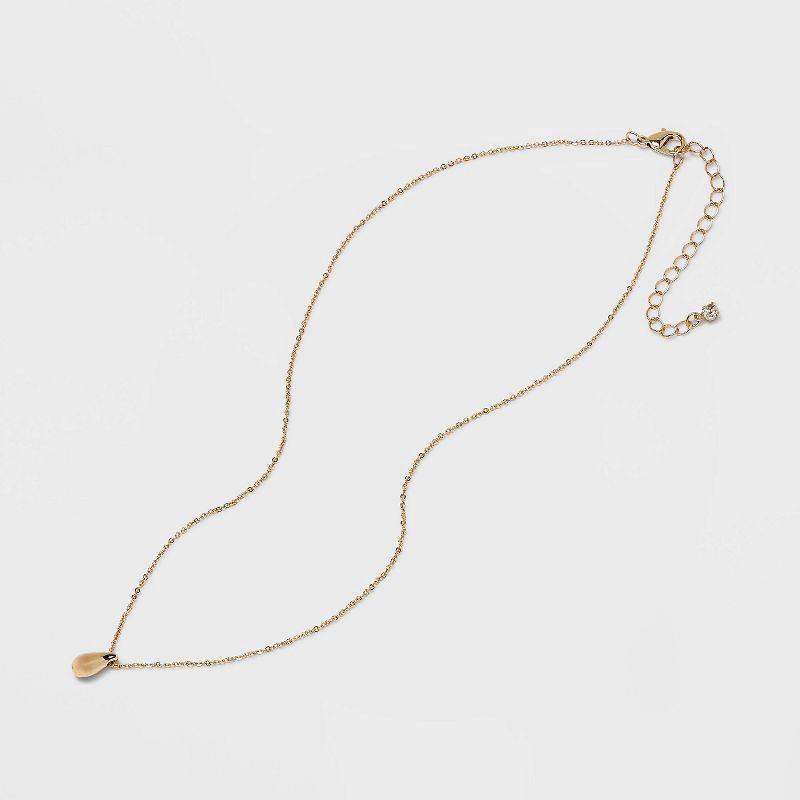slide 3 of 4, Teardrop Pendant Necklace - A New Day™ Gold: Brass Chain with Lobster Claw Clasp, 17" Length, 3" Extender, 1 ct