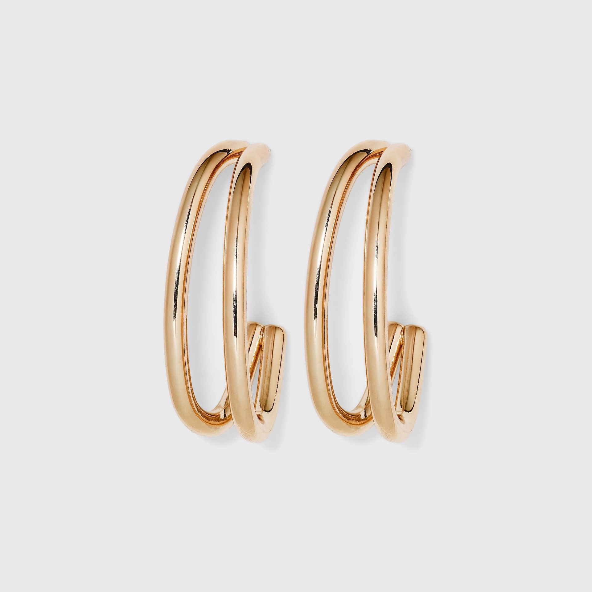 slide 1 of 2, Open Tubular Oval Hoop Earrings - A New Day Gold, 1 ct