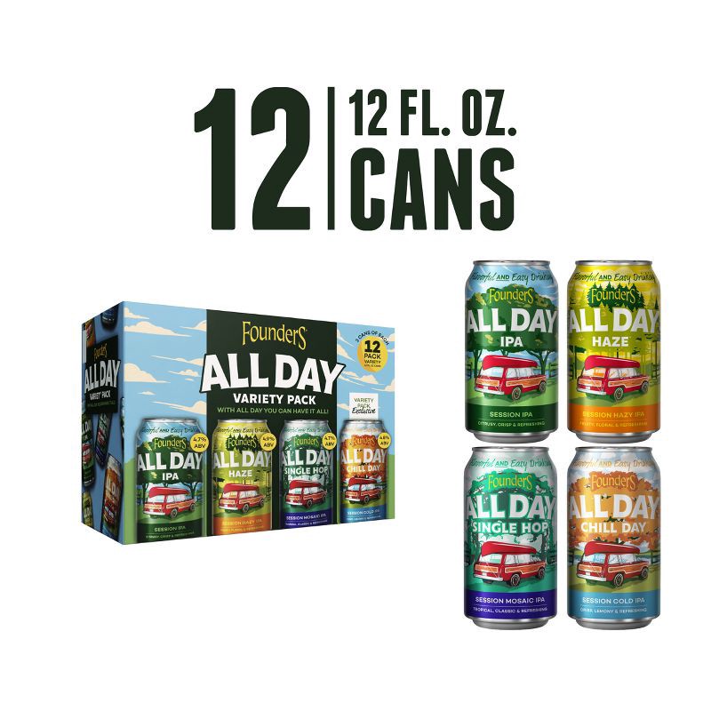 slide 2 of 5, Founders Brewing Co. Founders Brewing All Day Variety Pack - 12pk/12 fl oz Cans, 12 ct; 12 fl oz