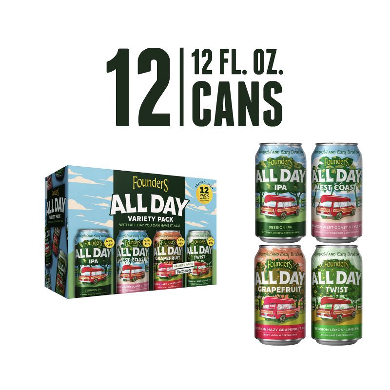 slide 2 of 5, Founders Brewing Co. Founders Brewing All Day Variety Pack - 12pk/12 fl oz Cans, 12 ct; 12 fl oz